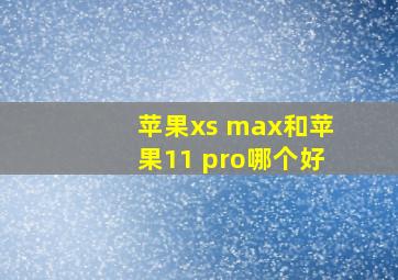 苹果xs max和苹果11 pro哪个好